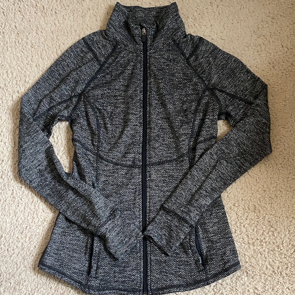Women's Dark Gray Herringbone Workout  Jacket